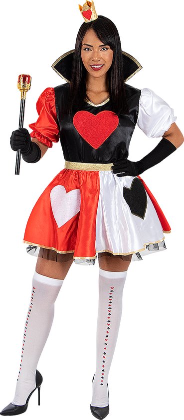 FUNIDELIA Hartenkoningin Kostuum voor vrouwen - Queen of Hearts - Alice in Wonderland Kostuum - Maat S - Rood