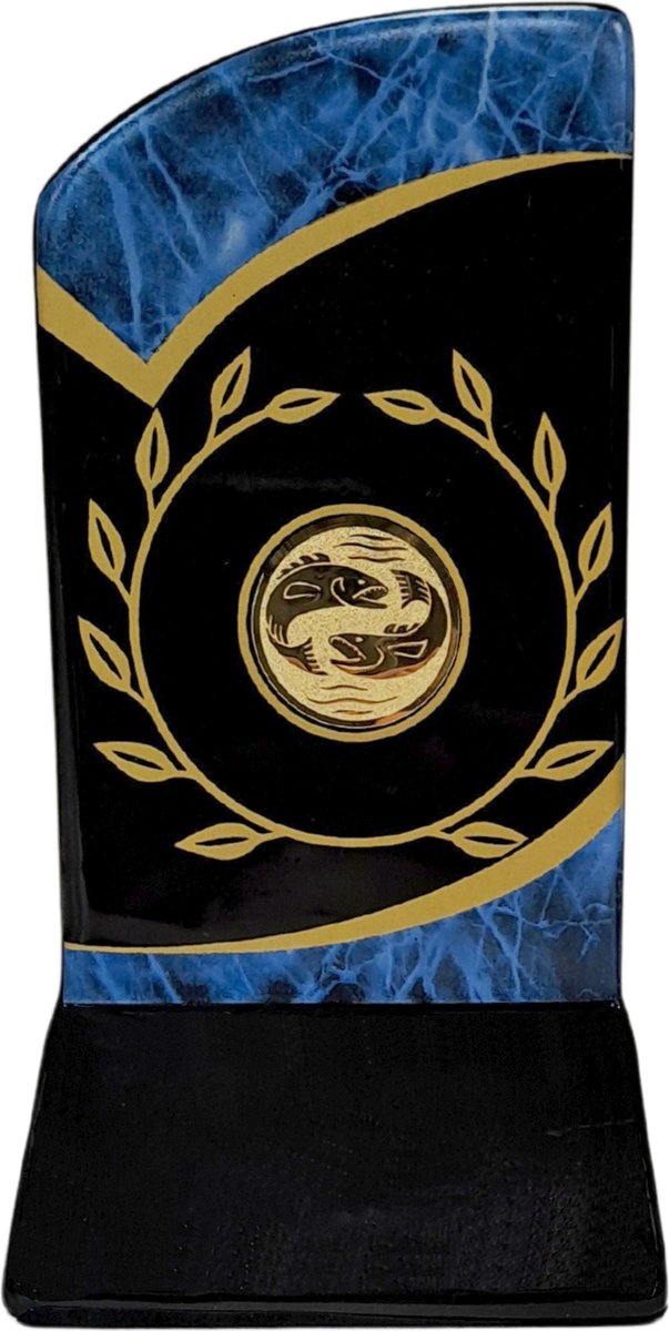 Vistrofee Cesar 16 cm Vissen Luxe Vistrofee Keramiek Goud Blauw Zwart Visbeker Prijs Viswedstrijd