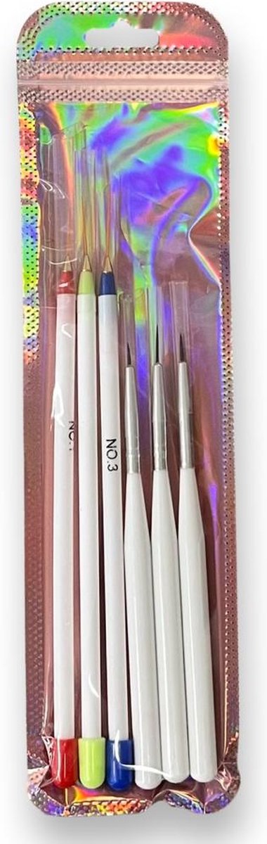 Goedkoopste Nailart penselen 6 stuks - Nail art tools - Nagelverzorging - Nagelstyliste - Liner penselen nagels - French manicure