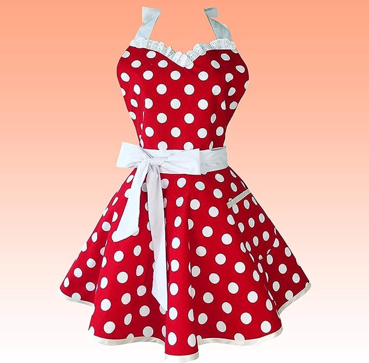 Aspire Retro Ruffle Schort, Verstelbare Keuken Kookschort voor Vrouwen Meisjes, Vintage Bakschort Meidenkostuum, XL