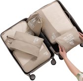 Packing Cubes Set van 6 kledingtassen, kofferorganizer voor vakantie en reizen, pakkubussenset reiskubussen, opbergsysteem voor koffer (kaki)