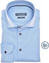 Ledub modern fit overhemd - lichtblauw twill - Strijkvriendelijk - Boordmaat: 46