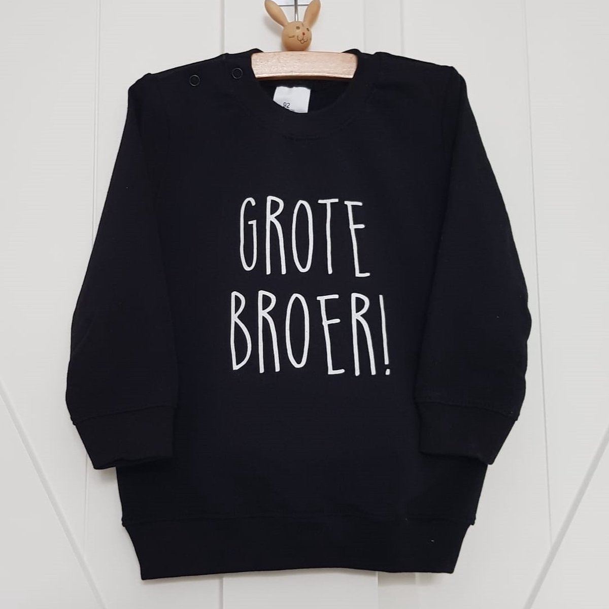 Sweater trui shirt voor kind - grote broer zwart - Maat 80 - Big brother bro - Familie uitbreiding - Zwangerschap aankondiging hoera stoer ik word bekendmaking baby in wording