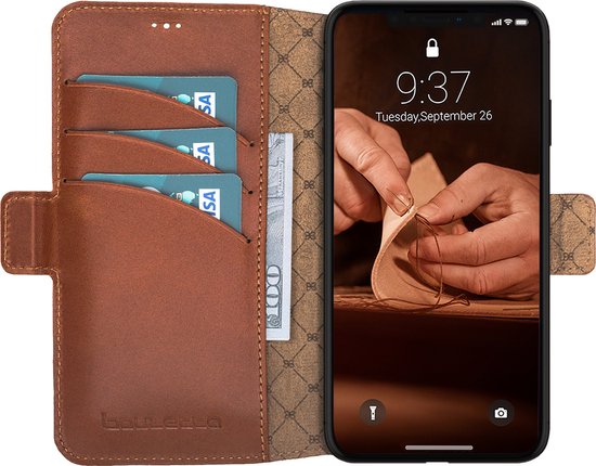 Bouletta iPhone 15 Pro Max Bouletta BookCase en cuir - Cognac Brûlé