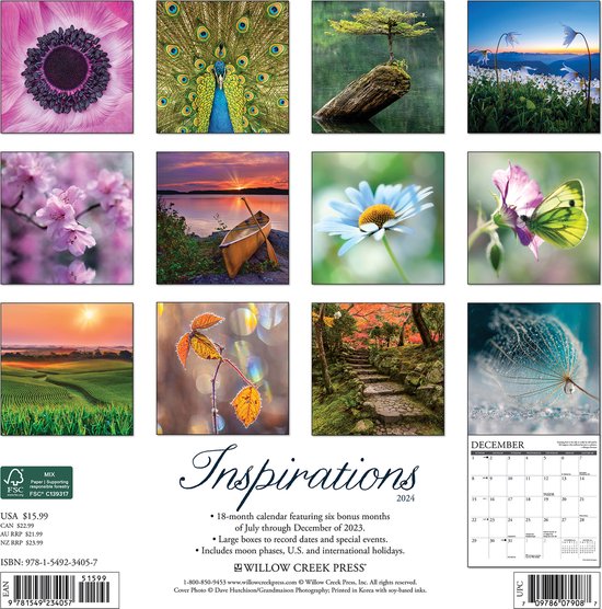 Inspirations 2024 12 X 12 Wall Calendar, Willow Creek 9781549234057