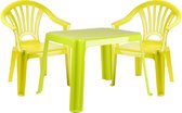 Forte Plastics Kinderstoelen 4x met tafeltje set - buiten/binnen - groen - kunststof - tuin meubels