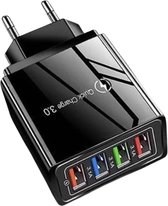 Chargeur rapide USB noir / Quick Charger 3.0 - Prise USB - Chargeur USB - Chargeur pour Smartphones et Tablettes - Chargeur domestique - Adaptateur universel avec 4 ports USB - prise téléphone