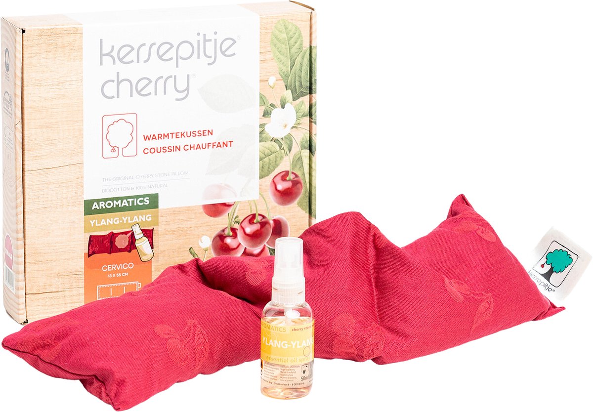 Goedkoopste Kersepitje® Cervico Aromatics Ylang Ylang - Langwerpig Kersenpitkussen - Incl. Aromaspray