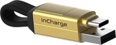 inCharge 6 Korte oplaadkabel  voor o.a. iPhone Lightning kabel usb c - 6 in één all you need - Kabel voor iPhone, Samsung, Huawei - Goud