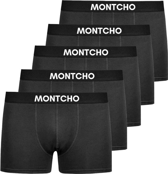 MONTCHO - Essence Series - Boxershort Heren - Onderbroeken heren - Boxershorts - Heren ondergoed - 5 Pack - Antraciet - Heren - Maat XL