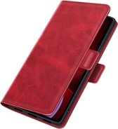 Mobiq - PU Lederen Wallet Hoesje met Sluiting iPhone 15 Pro Max - rood