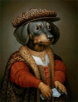 TOPMO - Honden Koning Portret - 40X50CM- Diamond painting pakket - HQ Diamond Painting - VOLLEDIG dekkend - Diamant Schilderen - voor Volwassenen – ROND