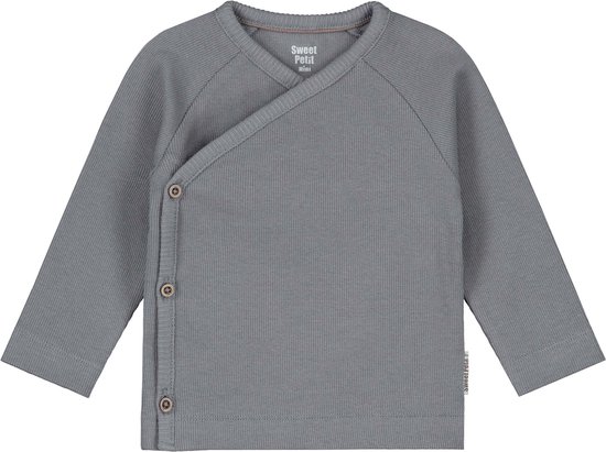 Sweet Petit Mini overslagshirt rib - Unisex - Light Graphite Grey - Maat 44
