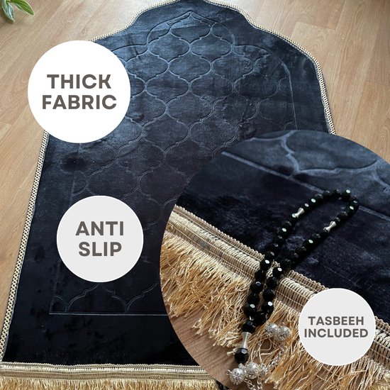 Tapis de prière (sajjadah salat) de qualité en velours avec motif