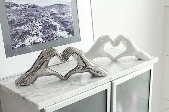 Gilde Handwerk - Love Sign Hands - WHITE Image Sculpture - coeur de mains d'amour en céramique