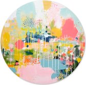 Graphic Message - Print op Cirkel Abstract - Kleurenfeest Wandcirkel - Kleurrijk Pastel