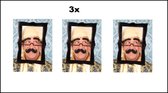 3x Bril met foto frame + snor - Bril frame funny thema feest festival schilderij selfie fun