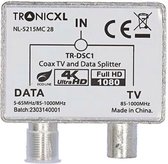 TronicXL Breedband multimedia opsteekadapter voor kabel-tv-systemen, IEC coax converter voor kabelmodem en tv kabel, kabel televisie, splitter internet, data/televisie, 2-voudige coax opsteekadapter