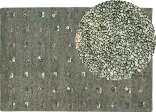 KIZARLI - Modern vloerkleed - Groen - 160 x 230 cm - Wol