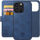Rosso Element Uitneembaar 2-in-1 Hoesje Geschikt voor Apple iPhone 15 Pro | Luxe Portemonnee | Back Cover en Book Case | Pasjeshouder | Blauw