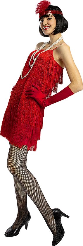 FUNIDELIA 1920s Flapper kostuum - Jaren '20 verkleedkleren dames - Maat: L - Rood