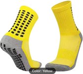 2 paar Gripsokken - geel - Anti slip sokken – halfhoog – sportsokken – voetbalsokken - sporters - maat 39-42 (1+1)
