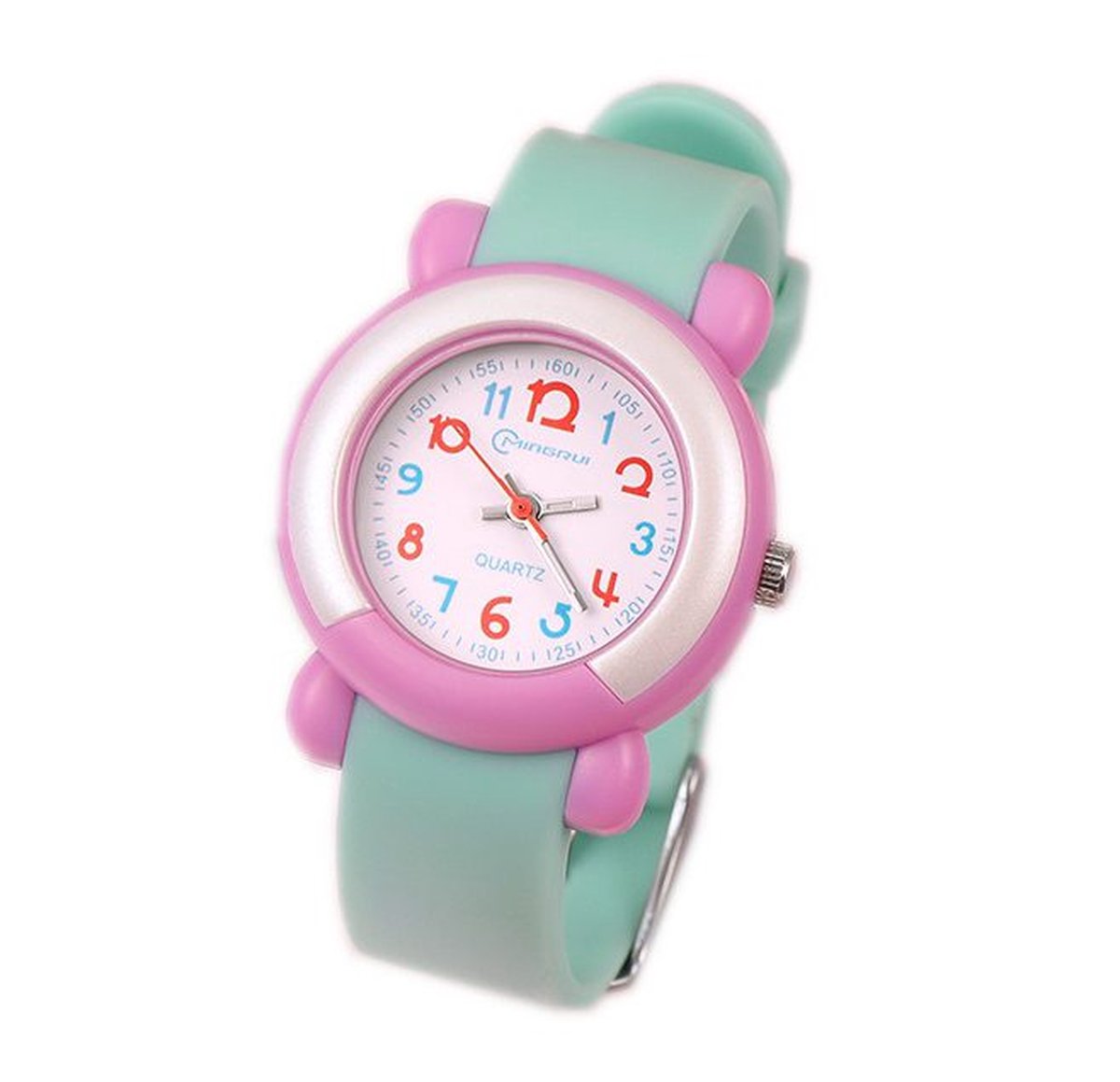 Horloge Kind - Horloge Meisjes - Kinderhorloge - Roze Groen