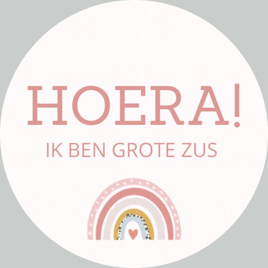 60x Sticker Ik Ben Een Grote Zus - Roze - Babyshower - Zwangerschap - Geboorte - Meisje - Dochter - Kraamfeest - Sluitsticker - Feeststicker - Sticker - Trakteren - 40mm - 60 Stuks