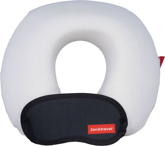 ZenXtravel Reiskussen - Nekkussens - 35x30x10 cm - Draagbaar Ergonomisch Memory Foam Reiskussen voor Nek Ondersteuning - Compact en Opvouwbaar Reiskussen voor Vliegtuig, Auto en Trein - Comfortabel Reiskussen met Hoes