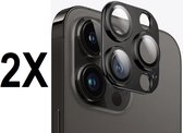 Screenz® - Camera lens protector geschikt voor iPhone 15 Pro / 15 Pro luxe zwart - Screenprotector - Beschermglas - Glasplaatje geschikt voor iPhone 15 Pro / iPhone 15 Pro Max - 2 stuks