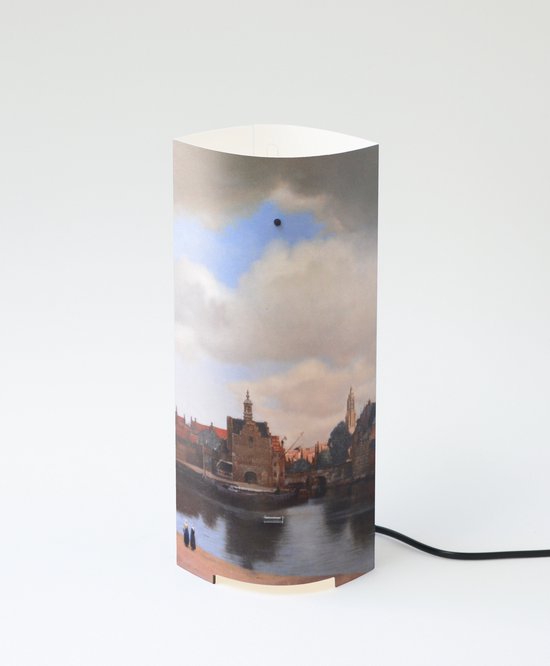 Packlamp - Tafellamp groot - Gezicht op Delft - 36 cm hoog - ø15cm - Inclusief Led lamp