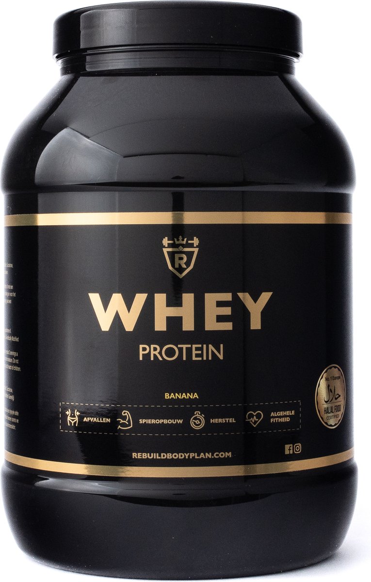 Goedkoopste Rebuild Nutrition Whey Proteïne - Banaan smaak - Whey Protein - Proteïne Poeder - Hoogwaardige Eiwitpoeder - 80 Eiwitshakes - 2000 gram