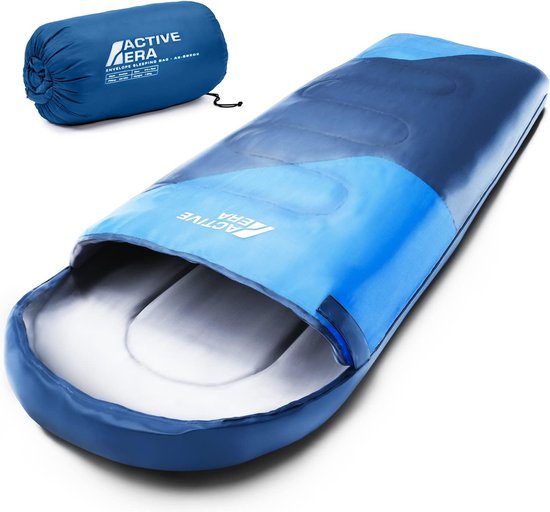 Active Era Premium Slaapzak - 250 GSM Vulling en Waterdicht - Met Binnenzak en Capuchon - 4 Seizoenen, voor Kamperen, Camping, Backpacken, Hiken, Festivals, Logeren, Buitenhuis - Volwassenen & Kinderen - 210x75cm - Blauw van Active Era — afbeelding 5