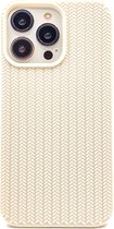 REBUS hoesje voor iPhone 13 Pro, (Knitted) [Siliconen], Randbeschermende, slanke harde hoes met een charmant gebreid ontwerp. (White)