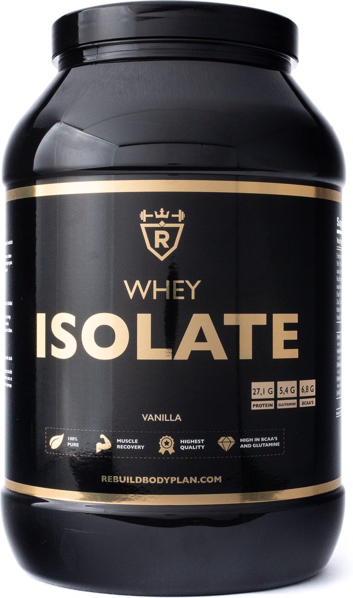 Goedkoopste Rebuild Nutrition Whey Isolaat - Vanille smaak - Proteïne poeder - Eiwit Shakes - Whey Protein Isolate Eiwitpoeder - 80 Eiwitshakes - 2000 gram