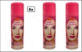 6x Haarspray roze/pink 125 ml - Festival thema feest party verjaardag carnaval