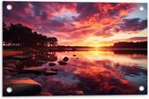 Tuinposter – Kleurrijke Zonsondergang bij Groot Meer - 60x40 cm Foto op Tuinposter (wanddecoratie voor buiten en binnen)