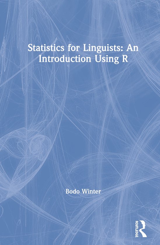 Couverture de livre : Statistiques pour linguistes en anglais sur fond bleu clair avec des lignes abstraites.