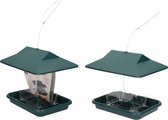 3x Tuinvogels hangende voeder silo/voederhuisje groen - 19 x 14 x 44 cm - Winter vogelvoer huisjes
