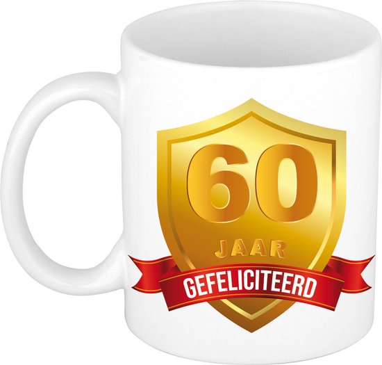 Félicitations 60 ans Golden Shield anniversaire / mariage / anniversaire Mug - tasse cadeau