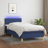 The Living Store Boxspring Blauw - 203x100x78/88 cm - Met verstelbaar hoofdbord en LED