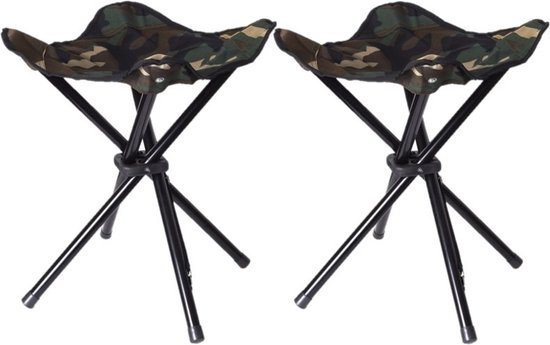 Vier poots opvouwbaar krukje camouflage leger groen 42 cm - Campingstoel - Visserskrukje van Scapebbq — afbeelding 2