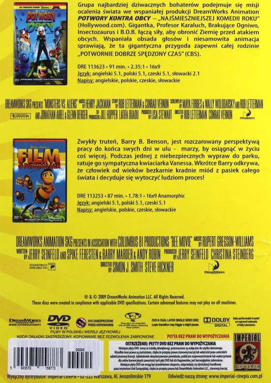 2 Dvd Monsters Vs. Aliens / Bee Movie [2DVD]