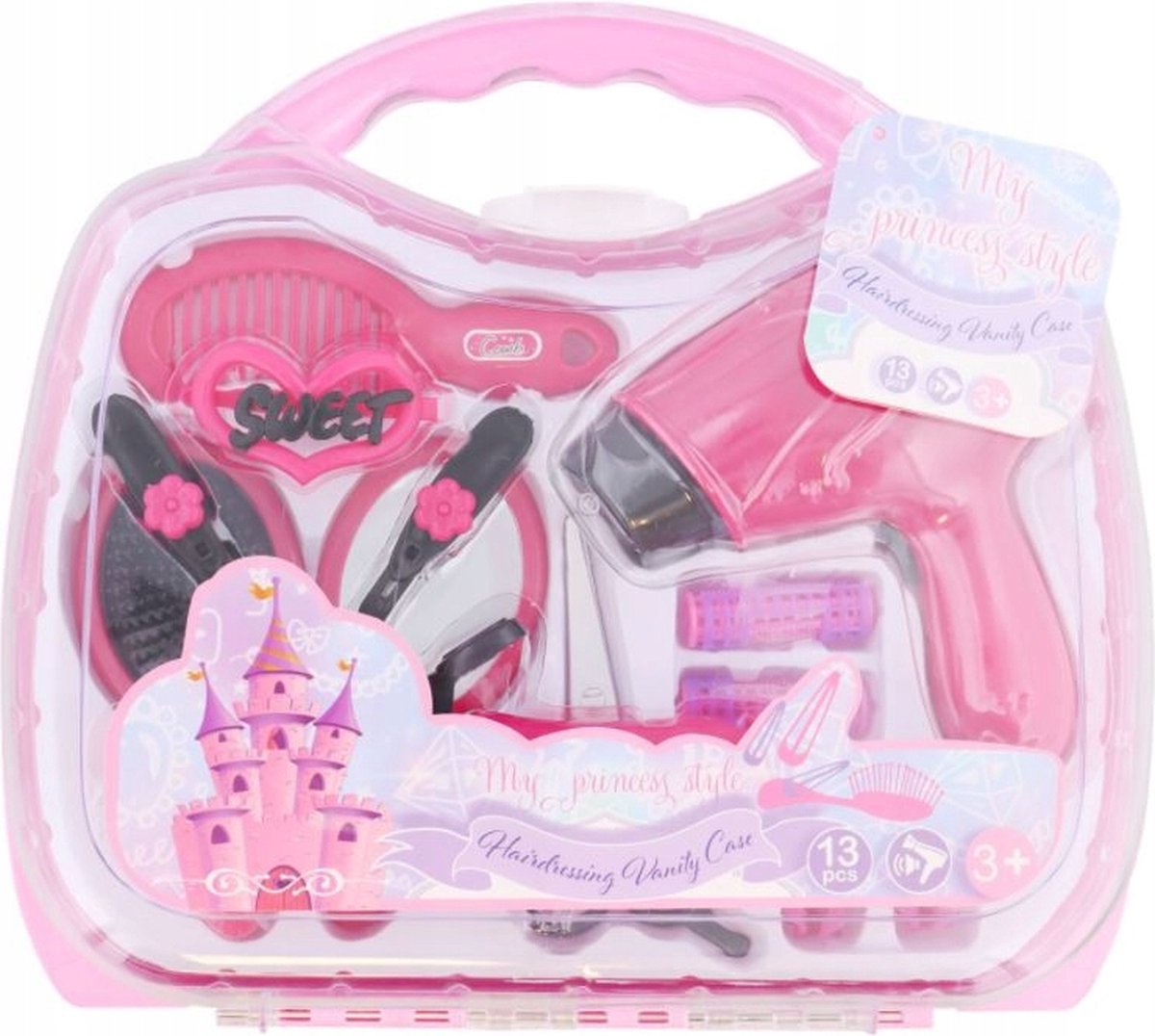 My Princess Style, Kinder kapperset, Kapper spelen, haarset koffer 13-delig, roze