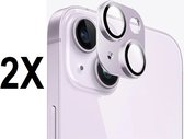 Screenz® - Camera lens protector geschikt voor iPhone 15 / 15 Plus luxe paars - Screenprotector - Beschermglas - Glasplaatje geschikt voor iPhone 15 / iPhone 15 Plus - 2 stuks