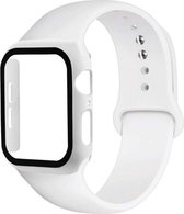 Shop4 - Geschikt voor Bandje met Case voor Apple Watch SE bandje 40mm - Voor Apple Watch SE 2022 Bandje - Siliconen Wit