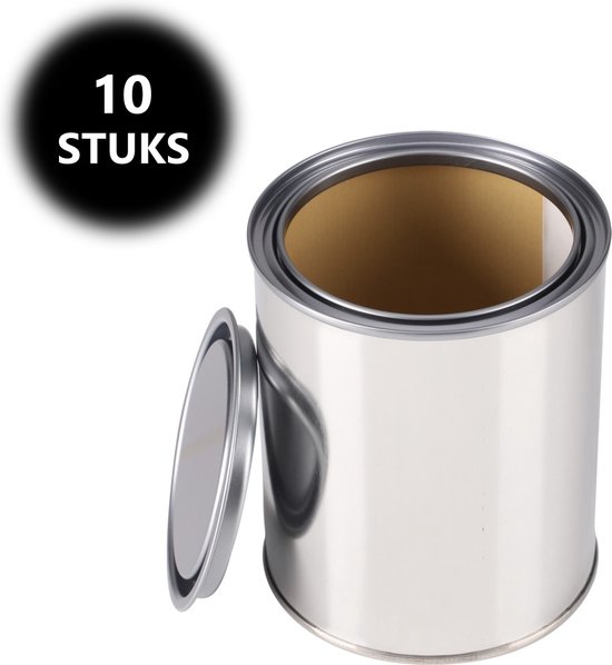 Leeg verfblik met deksel - 10 stuks - 750 ml - gecoat - voor alle verfsoorten