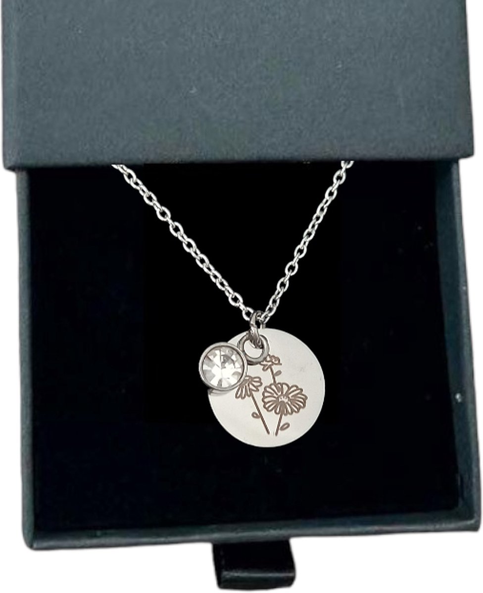 Goedkoopste Rosey’s® - Geboortesteenketting april - Geboortesteenketting - geboortesteen april - Zilver - geboortesteen - birth stone - geboortesteen - ketting in doosje - babyshower - kraamcadeau - verjaardag vrouw - cadeau vrouw - geboortesteen ketting april