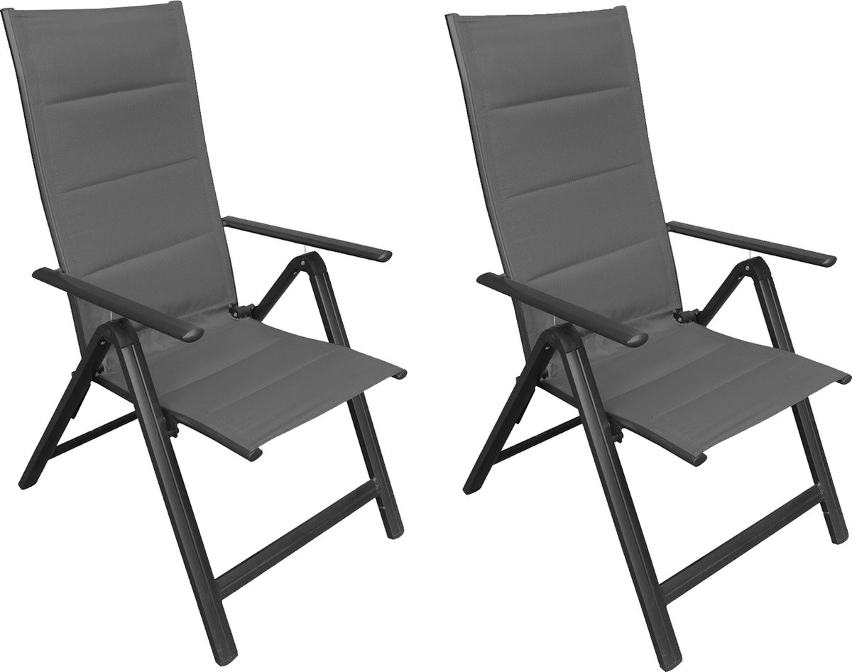 MaxxGarden Luxe tuinstoel - aluminium - verstelbare stoel met armleuningen - ZWART