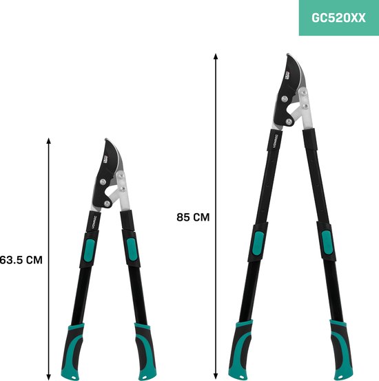 VONROC Takkenschaar - telescopisch - lengte: 63,5 - 85 cm - papegaaienbek - met ILAG anti-kleefcoating - voor takken tot Ø25mm van VONROC — afbeelding 3